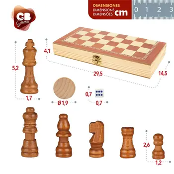 Chess and Checkers Board CB Games Wood Backgammon (6 Units)