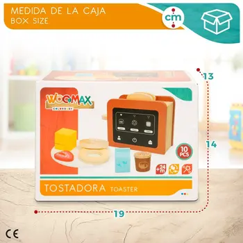 Toy toaster Woomax 10 Pieces 18,5 x 12,5 x 7,5 cm (4 Units)