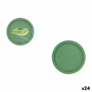 Plate set Algon Green 20 cm 10 Pieces (24 Units)