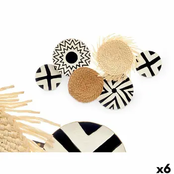 Wall Decoration 23SMB8404 White Brown Black Metal 60 x 40 x 5 cm (6 Units)