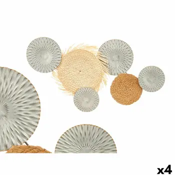 Wall Decoration 23SMB1537 Brown Grey Metal 76,8 x 4,4 x 50,2 cm (4 Units)
