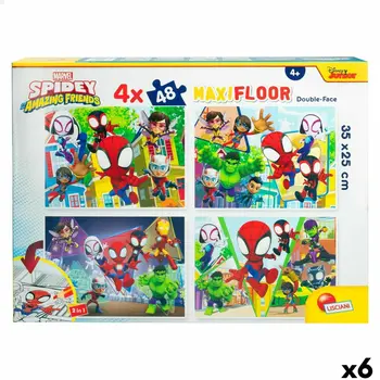4-Puzzle Set Spidey 35 x 1,5 x 25 cm 48 Pieces (6 Units)
