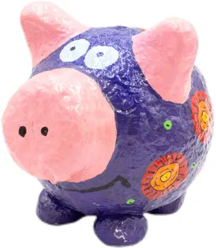 Handmade & Painted Paper Mache Piggy Bank