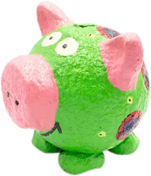 Handmade & Painted Paper Mache Piggy Bank
