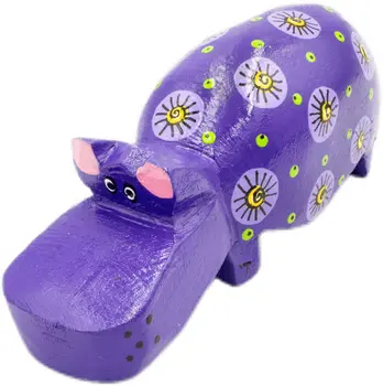 Handmade & Painted Wood Hippo