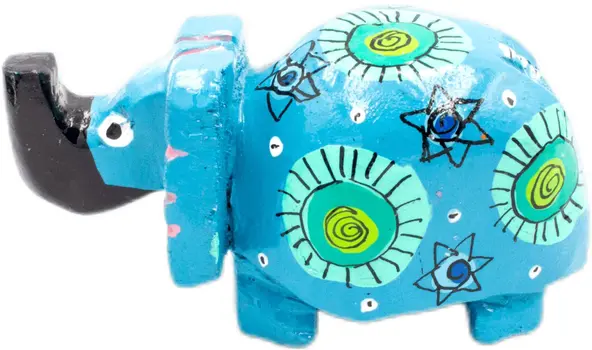 Handmade & Painted Wood Elephant