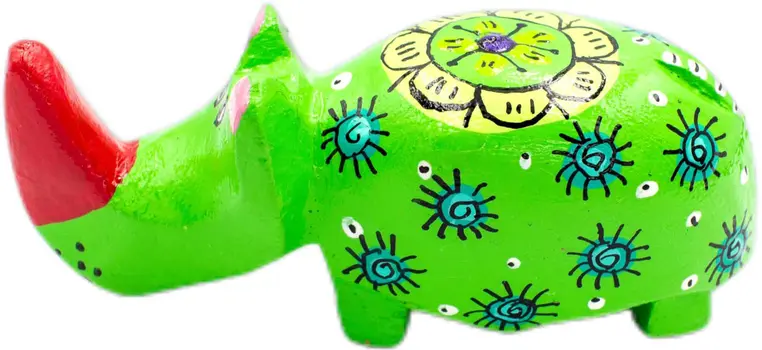 Handmade & Painted Wood Rhino