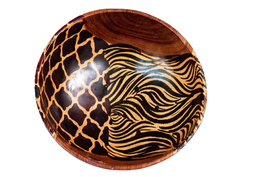 Wooden Bowl - With Animal Print Pattern