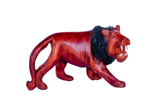 Wooden Lion Figurine