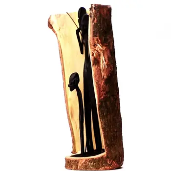 Men Carved Inside a Raw Neem Tree Trunk
