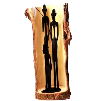 Men Carved Inside a Raw Neem Tree Trunk