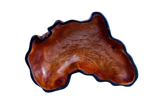 Wooden Bowl Shaped in African Map