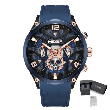 MEGIR Chronograph Men Watch Brand Luxury Military Watches Silicone Luminous Waterproof Date Man Wristwatch Sport Reloj Hombre