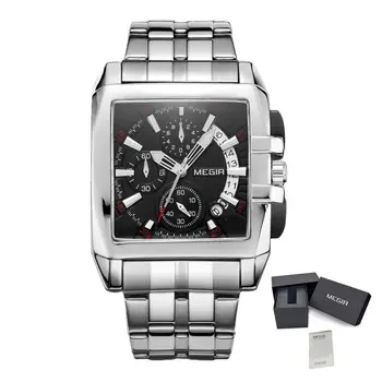 MEGIR Original Luxury Men Watch Stainless Steel Mens Quartz Wrist Watches Business Big Dial Wristwatches Relogio Masculino 2018