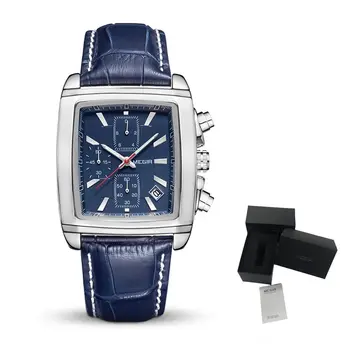 MEGIR Watch Men Business Wristwatch Rectangle Quartz Military Watches Waterproof Luminous Leather Casual Moda Clock Reloj Hombre