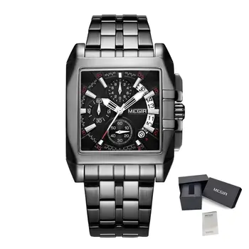 MEGIR Original Luxury Men Watch Stainless Steel Mens Quartz Wrist Watches Business Big Dial Wristwatches Relogio Masculino 2018