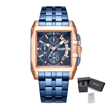 MEGIR Original Luxury Men Watch Stainless Steel Mens Quartz Wrist Watches Business Big Dial Wristwatches Relogio Masculino 2018