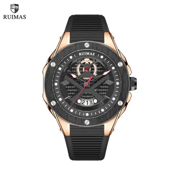 RUIMAS Brand Fashion Sport Watches for Men Quartz Silicone Band Wrist Watch Date Waterproof Wristwatches Clock Relogio Masculino