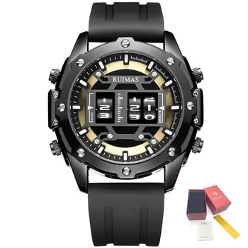 RUIMAS Mens Watches Roller Pointer Sports Quartz WristWatch Fashion  Luxury Silicone Strap Waterproof Relogio Masculino