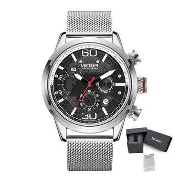 MEGIR Fashion Mens Watches Top Brand Luxury Sports Chronograph Quartz Wrist Watch Men Business Wristwatch Relogio Masculino 2110