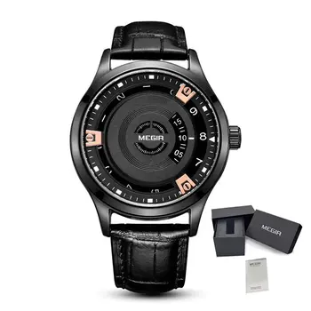 MEGIR Mens Watches Top Brand Luxury Leather Sport Military Watches Male Clock Waterproof Fashion Casual Quartz Wristwatch 1067