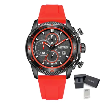 MEGIR Mens' Watches Luxury Fashion Military Sport Watch for Man Waterproof Luminous Silicone Quartz Wrist Watch Clock 2211