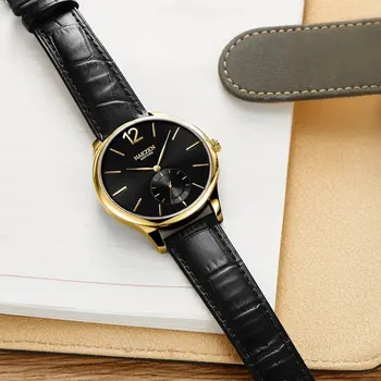 NAKZEN Luxury Brand Men Quartz Watch Genuine Leather Strap Man Wrist Watches High Quality Business Watch Male Clock Reloj Hombre