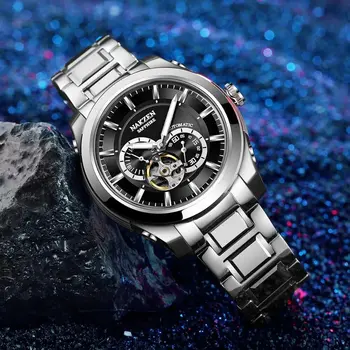 NAKZEN Men Automatic Watch Miyota 82S7 Sapphire Luxury Mechanical Wristwatch Stainless Steel Waterproof Watch Clock relogio masc