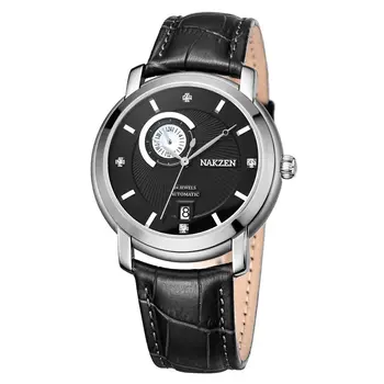 NAKZEN Men Automatic Japan NH37 Movement Mechanical Watch Men Sapphire Military Leather Sports Watches Male Clock Reloj Hombre