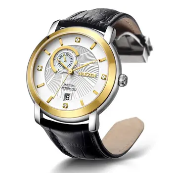 NAKZEN Men Automatic Japan NH37 Movement Mechanical Watch Men Sapphire Military Leather Sports Watches Male Clock Reloj Hombre