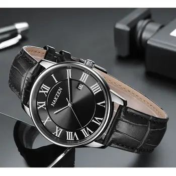 New NAKZEN Top Brand Luxury Fashion Mens Watches  Big Dia Stainless Steel Quartz Watch Men Sport Male Clock Relogio Masculino