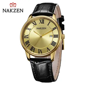 New NAKZEN Top Brand Luxury Fashion Mens Watches  Big Dia Stainless Steel Quartz Watch Men Sport Male Clock Relogio Masculino