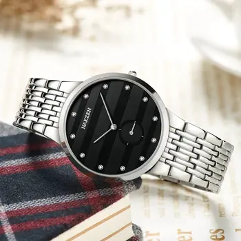 NAKZEN Diamond Men Watch Luxury Brand Sapphire Watches Mens Stainless Steel Black Gold Wristwatch Male Clock Relogio Masculino