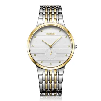 NAKZEN Diamond Men Watch Luxury Brand Sapphire Watches Mens Stainless Steel Black Gold Wristwatch Male Clock Relogio Masculino