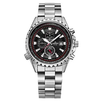 NAKZEN Business Men Multifunction Quartz Watch Man Sports Stainless Steel Watches Waterproof 10Bar WirstWatch Relogio Masculino