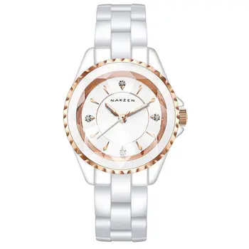 NAKZEN Ladies Ceramic Quartz Watch Women New Fashion Analog Waterproof Diamond Wristwatches For Gifts Clock Relojes Mujer