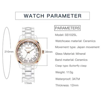 NAKZEN Design Quartz Ladies Watch High Quality Ceramic Bracelet White Watches Luxury Diamond Clock Gifts for Women Relojes De Mu
