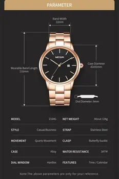 MEGIR Quartz Watch for Men Top Brand Luxury Steel Band Wristwatches Business Casual Date Clock Waterproof Relogio Masculino