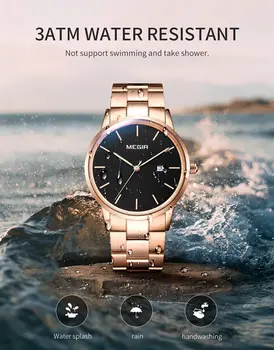 MEGIR Quartz Watch for Men Top Brand Luxury Steel Band Wristwatches Business Casual Date Clock Waterproof Relogio Masculino
