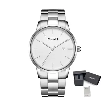 MEGIR Quartz Watch for Men Top Brand Luxury Steel Band Wristwatches Business Casual Date Clock Waterproof Relogio Masculino