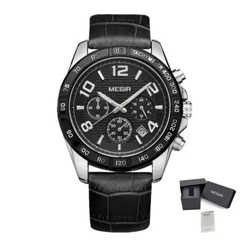 MEGIR Men Watch Top Brand Luxury Quartz Watches Waterproof Calendar Sport Wristwatch Leather Man Clock Chronograph Reloj Hombre 2014