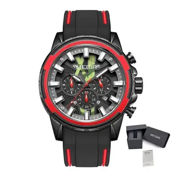 MEGIR New Sport Watch for Luxury Silicone Quartz Casual Wristwatch Waterproof Military Wrist Watch Man Clock Reloj Hombre 2133