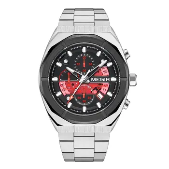 MEGIR New Watch for Men Top Brand Luxury Casual Quartz Wristwatch with Chronograph Waterproof Luminous Auto Date Reloj Hombre