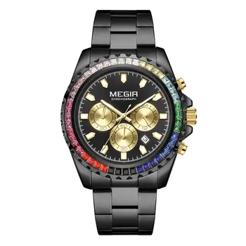 MEGIR Men Watches Brand Luxury Military Wristwatch Waterproof Steel Strap Quartz Chronograph Date Clock Male Relogio Masculino