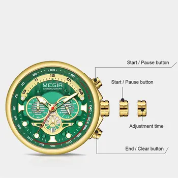 MEGIR Luxury Men Watches Stainless Steel Quartz Wristwatches Fashion Men Business Watch Clock Male Chronograph Relogio Masculino