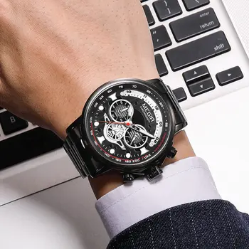 MEGIR Luxury Men Watches Stainless Steel Quartz Wristwatches Fashion Men Business Watch Clock Male Chronograph Relogio Masculino