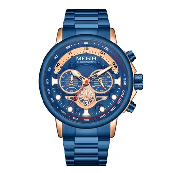 MEGIR Luxury Men Watches Stainless Steel Quartz Wristwatches Fashion Men Business Watch Clock Male Chronograph Relogio Masculino
