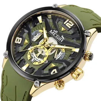 MEGIR Chronograph Men Watch Brand Luxury Military Watches Silicone Luminous Waterproof Date Man Wristwatch Sport Reloj Hombre
