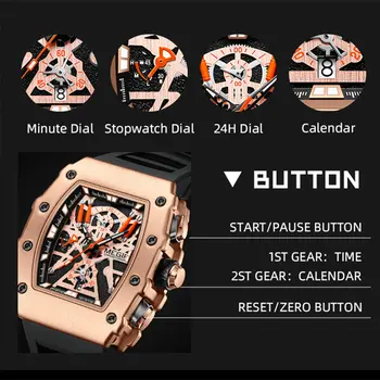 MEGIR Luxury Outdoor Sport Wristwatch for Mens Silicone Waterproof Watches Quartz Wrist Watch Male Clock Military Watch 2218