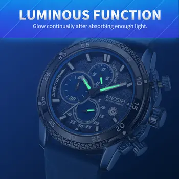 MEGIR Mens' Watches Luxury Fashion Military Sport Watch for Man Waterproof Luminous Silicone Quartz Wrist Watch Clock 2211